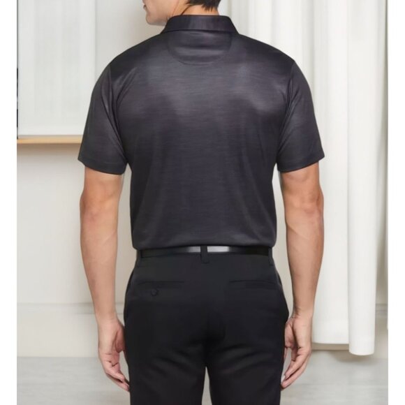 Pga Tour Mens Asymmetrical Space Dyed Stripe Golf Polo T Shirt Caviar Size S NWT - Picture 2 of 3